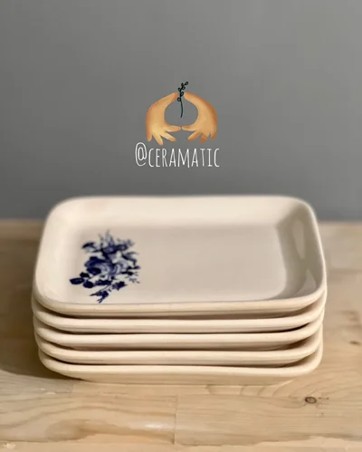 زیر فنجونی مستطیل قلم آبی