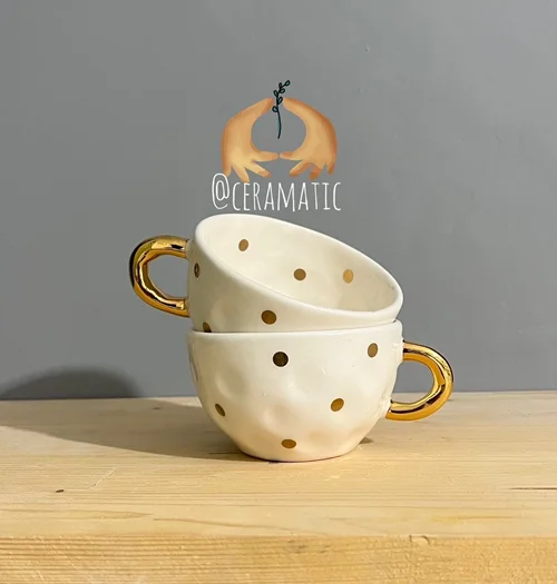 فنجان دفرمه خال خال طلایی