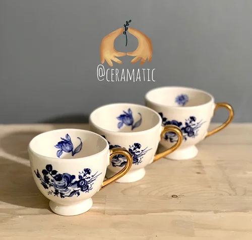 فنجان پایه دار قلم آبی