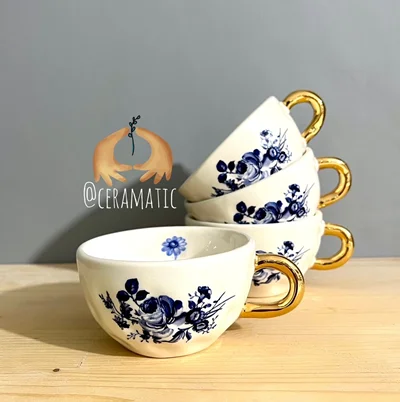 فنجان دفرمه قلم آبی